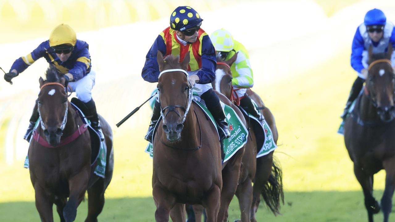 Nature Strip powered to victory in the TJ Smith Stakes. Picture: Getty Images