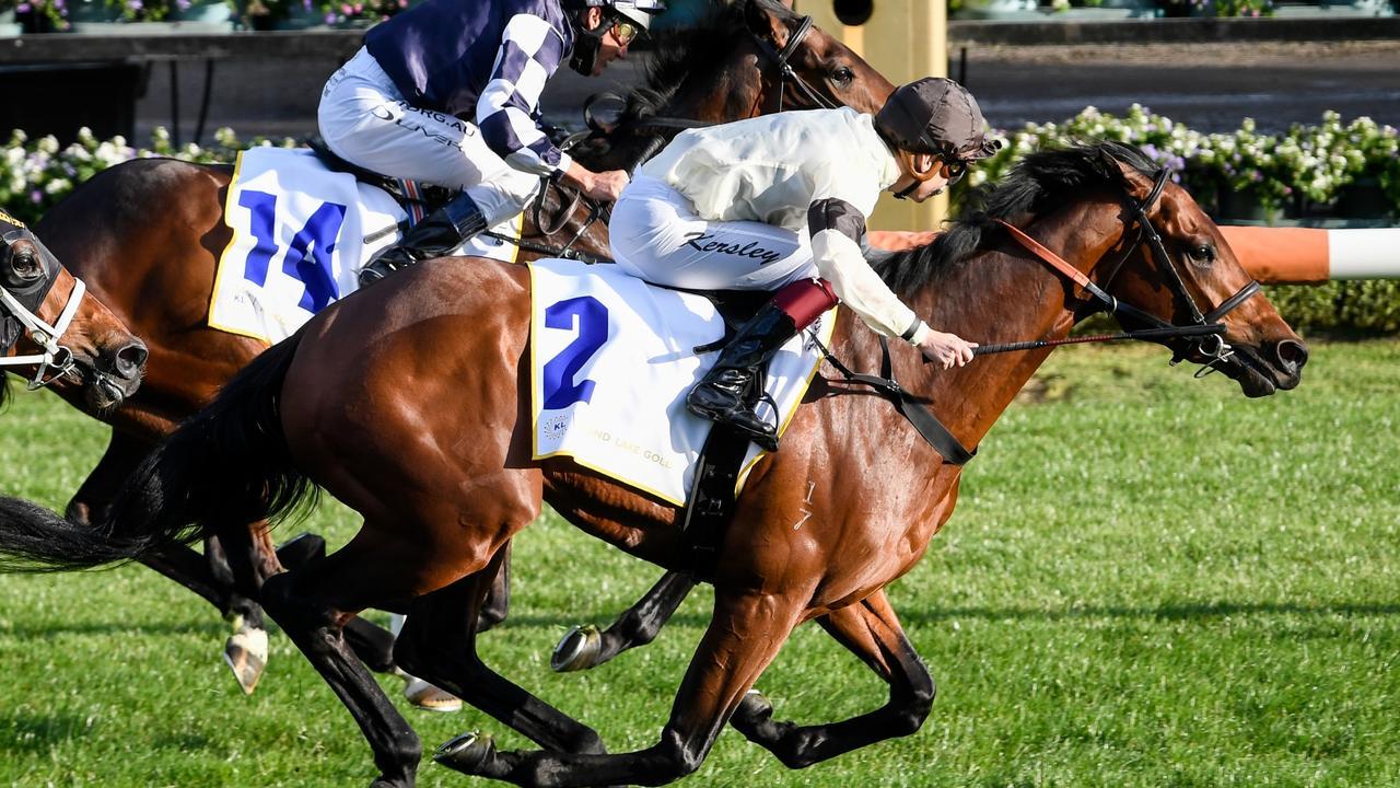 Khoekhoe (outside) will line up in the Australian Derby. Picture: Racing Photos via Getty Images