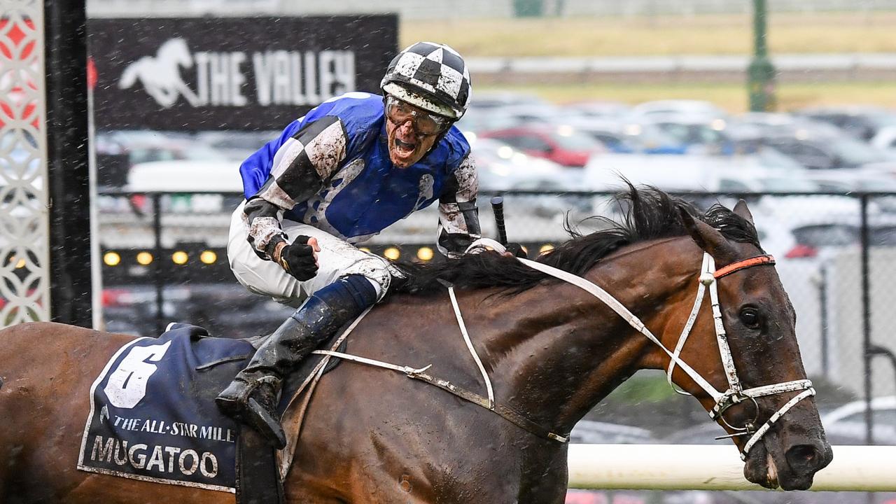 Mugatoo wins the All-Star Mile at Moonee Valley. Photo: Pat Scala/Racing Photos via Getty Images