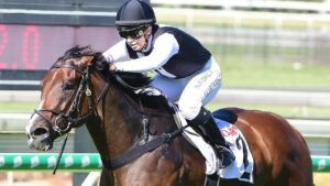 Georgie Cartwright produced a gem of a ride on Bleu Zebra at Doomben. Picture: Trackside Photography