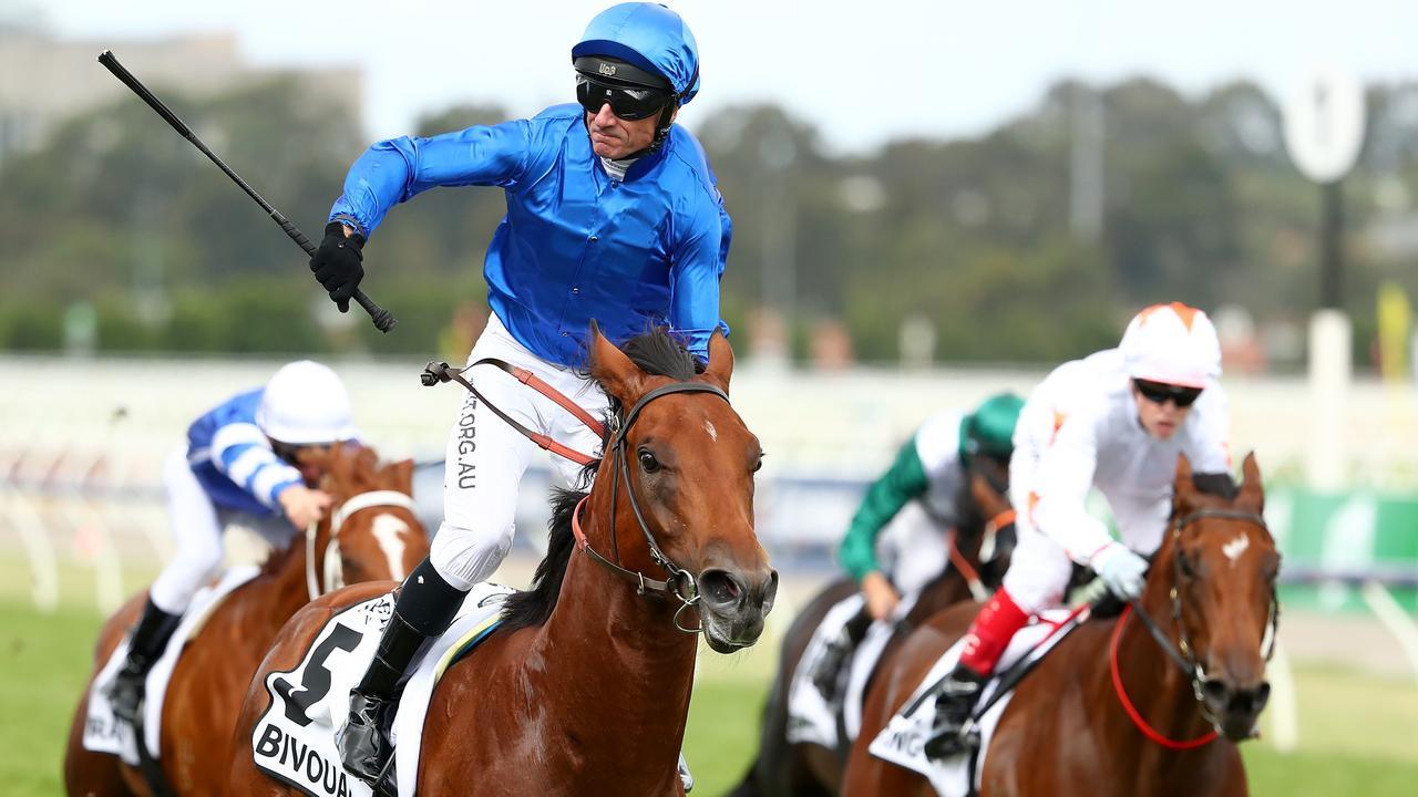 Glen Boss rides Bivouac to victory in the Newmarket. Picture: Getty Images