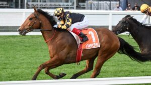 Behemoth ridden by Craig Williams wins the Sir Rupert Clarke Stakes. Picture: Brett Holburt/Racing Photos