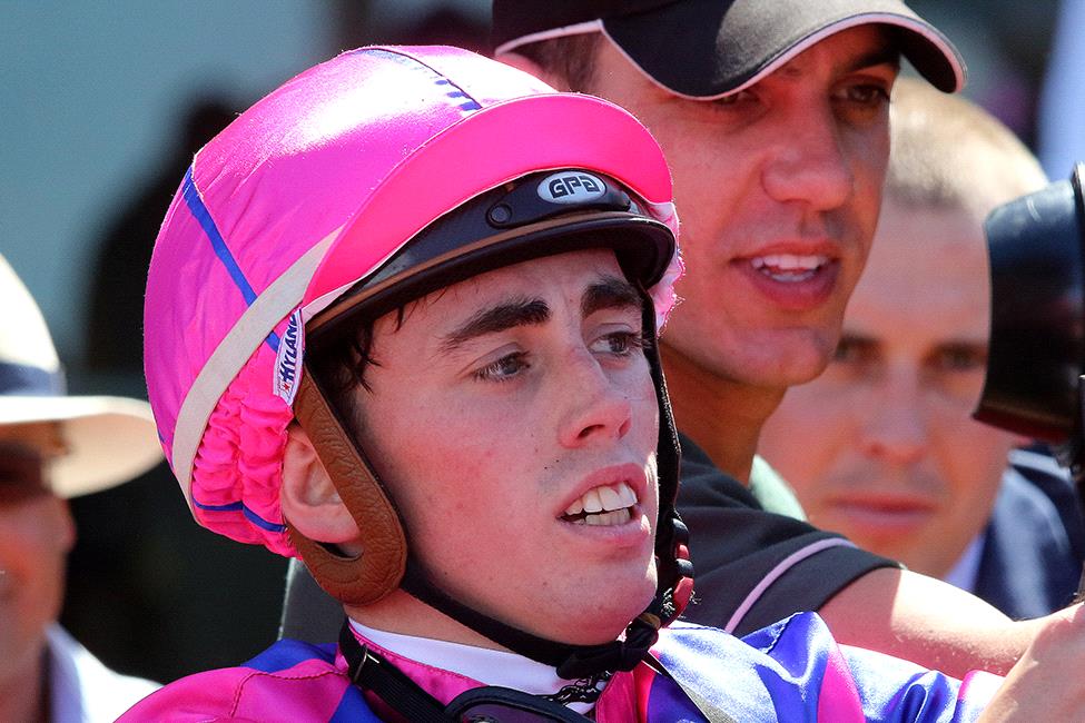 Lachlan King (pictured) and Teo Nugent escaped charges over their speed battle at Caulfield on July 11.