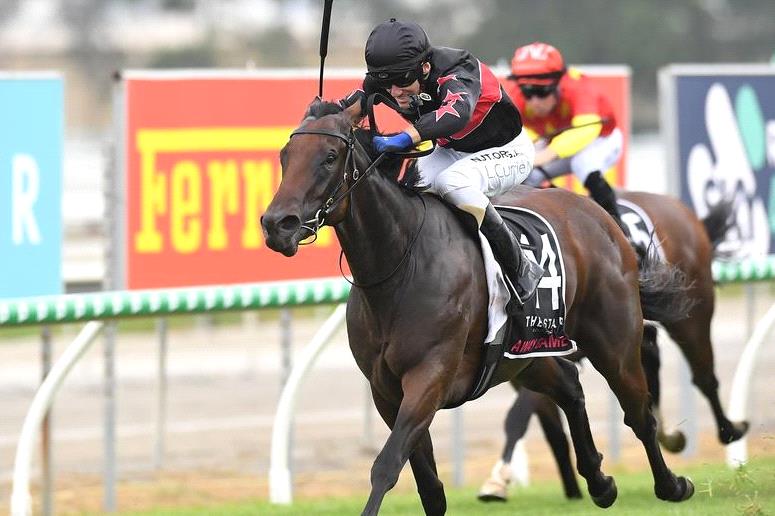 Away Game and Luke Currie win the Gold Coast Magic Millions 2YO Classic.