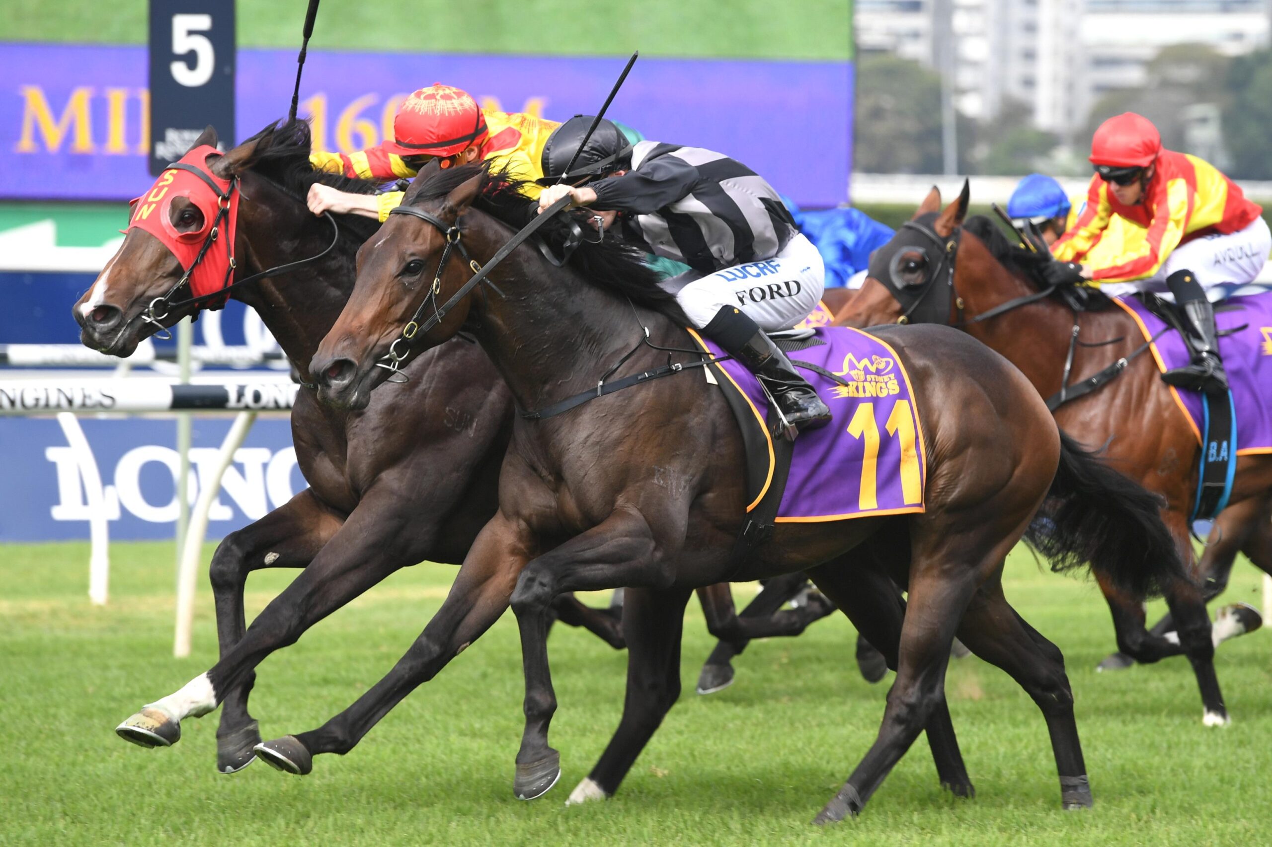 Power Scheme (inside) holds on to win the Fernhill Handicap.