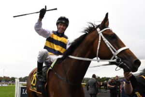 Ronnie Stewart celebrates winning the Sydney Cup aboard Selino.