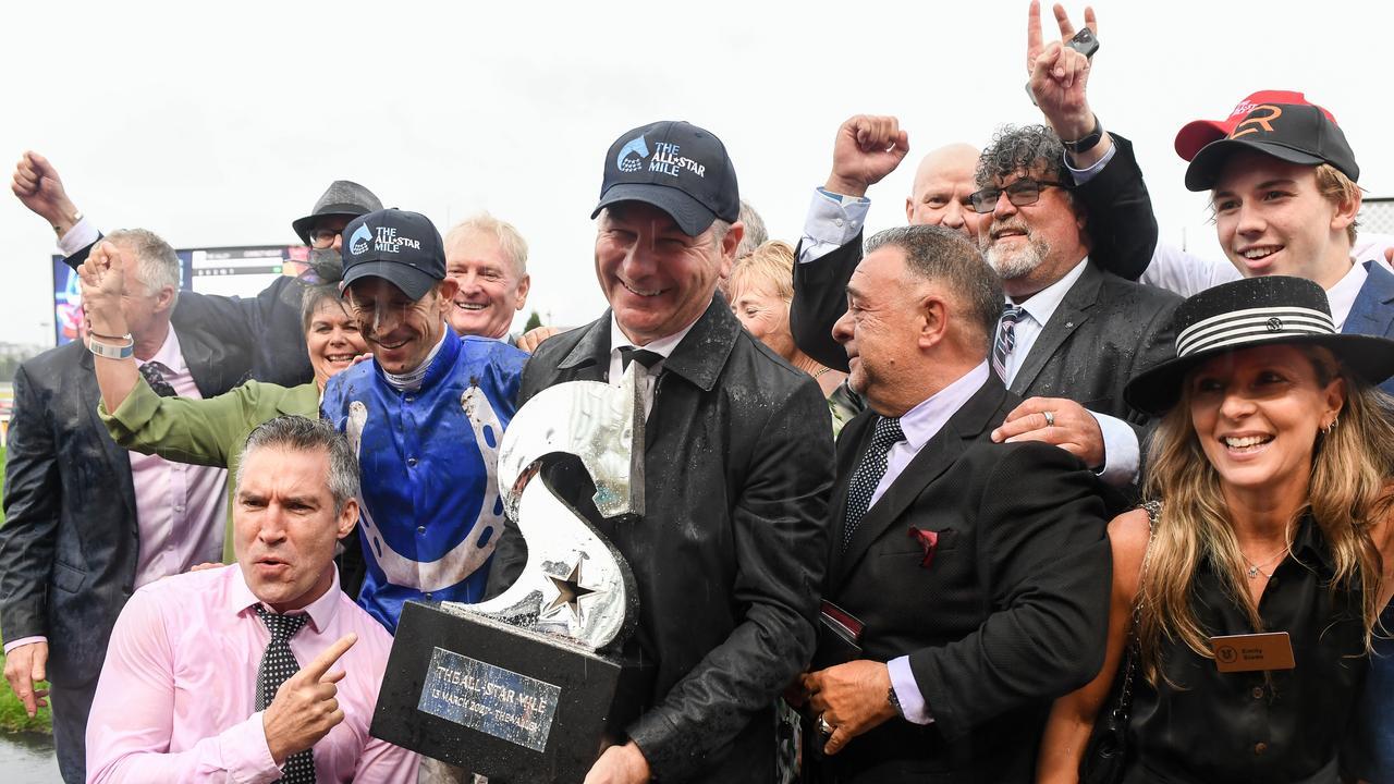 Connections of All-Star Mile winner Mugatoo celebrated but they weren’t the only ones delighted to be involved in the race. Photo: Brett Holburt/Racing Photos via Getty Images