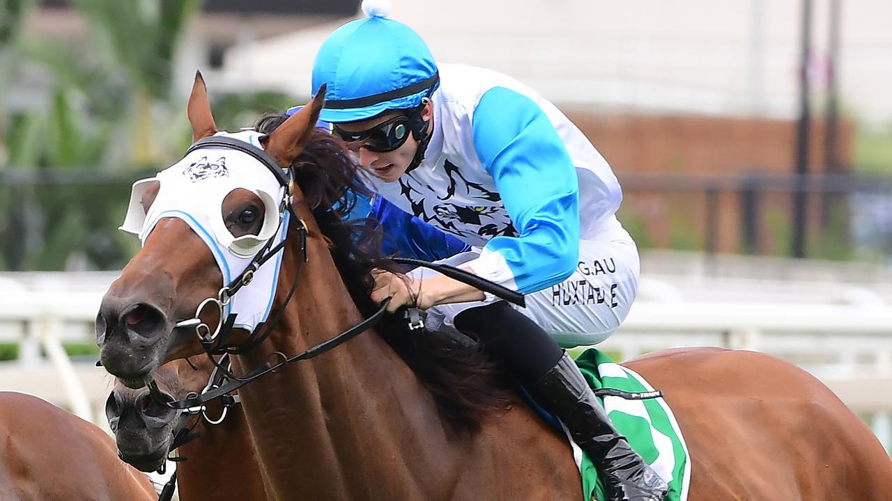 Justin Huxtable steers Genzai The Wolf to victory at Eagle Farm. Picture: Trackside Photography