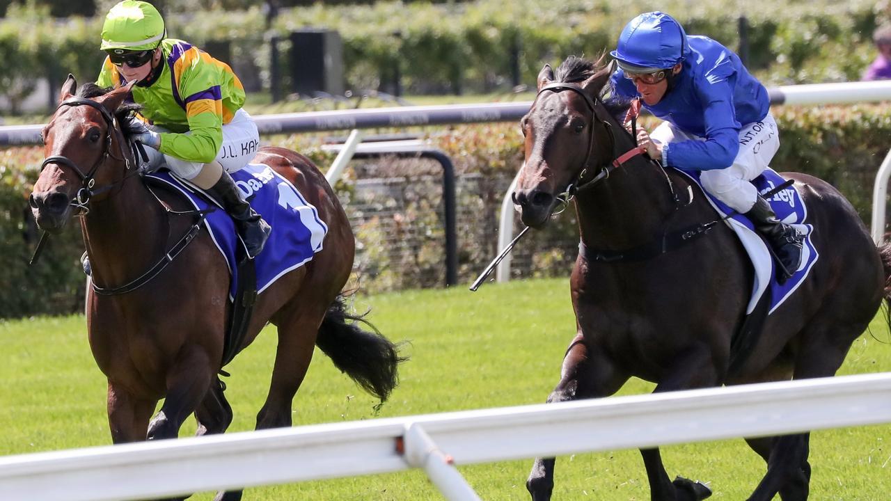 Damien Oliver keen to see how Godolphin colt Ingratiating measures up against Enthaar. Picture: Getty