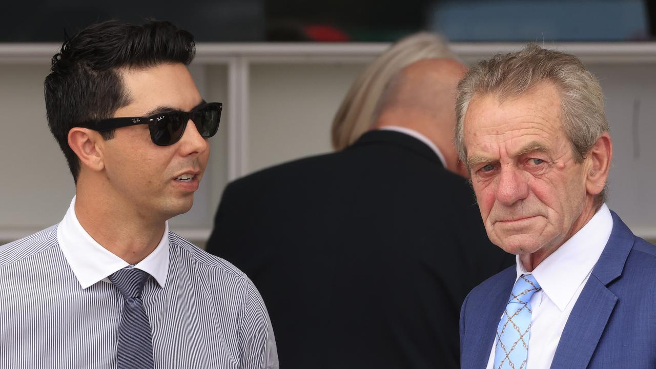 Co-trainers Sterling Alexiou (left) and Gerald Ryan have added blinkers to Zoumist for her Gosford assignment. Photo: Mark Evans/Getty Images