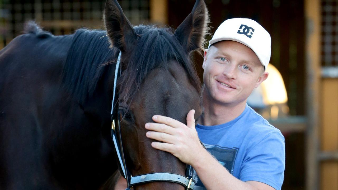 Cameron Crockett with his first Group 1 runner with Barbass in the JJ Atkins. Picture: Darren England