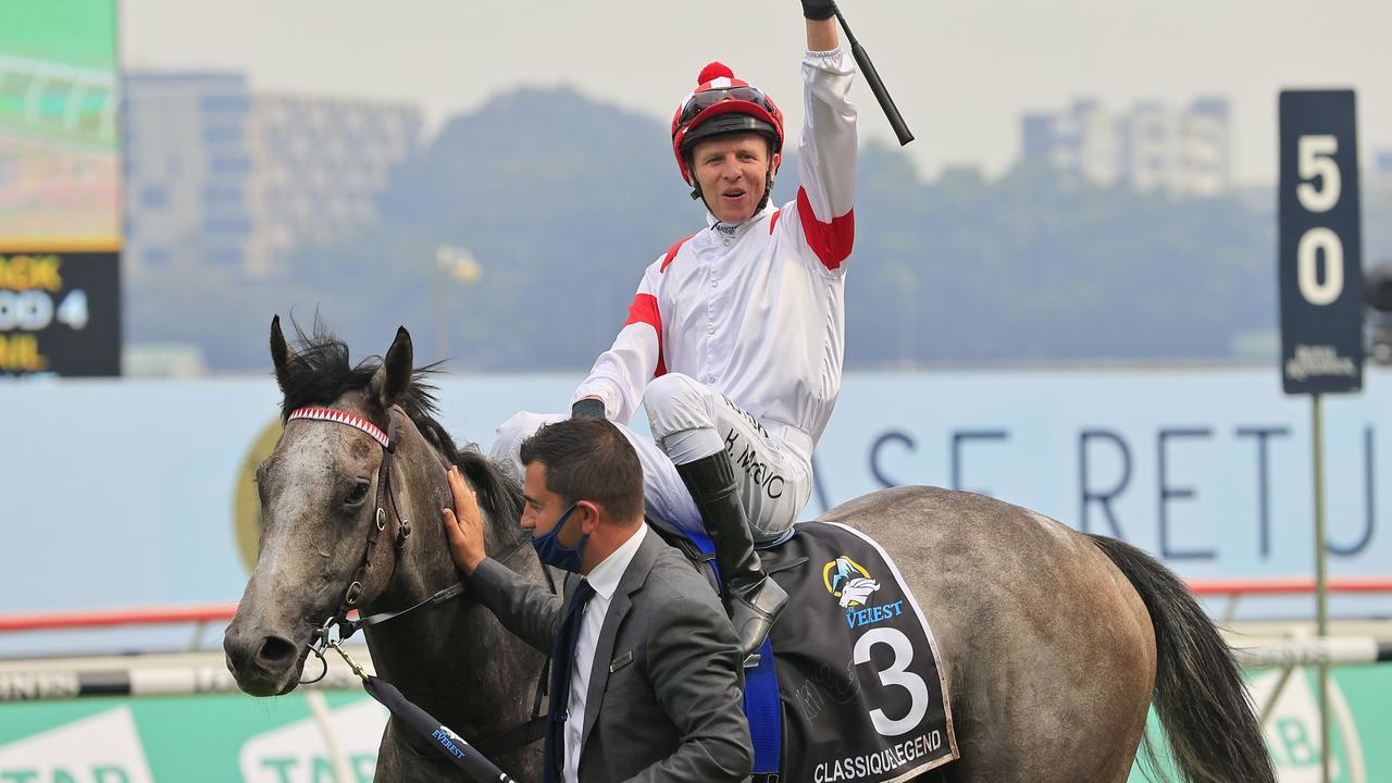 Kerrin McEvoy on Classique Legend returns to scale after winning The Everest at Randwick. Photo: Mark Evans/Getty Images