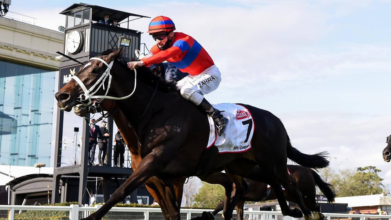 Verry Elleegant wins the Caulfield Cup. Photo: Racing Photos via Getty Images.