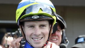 Jye McNeil after riding Amish Boy to win in Adelaide. Picture: Sarah Reed