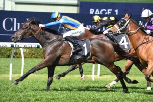 Kiss The Bride strides clear late to win at Randwick on Saturday.