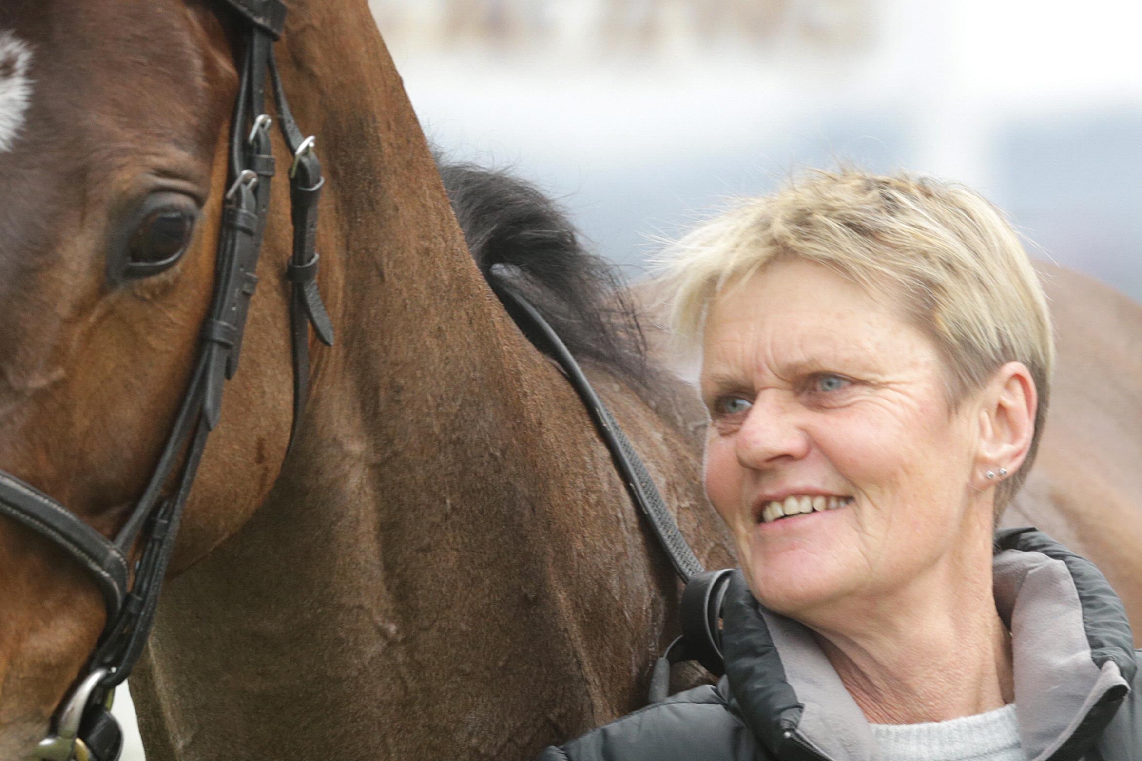 Diana Kennedy with her winner Sentito at the Avondale Racecourse in New Zealand.