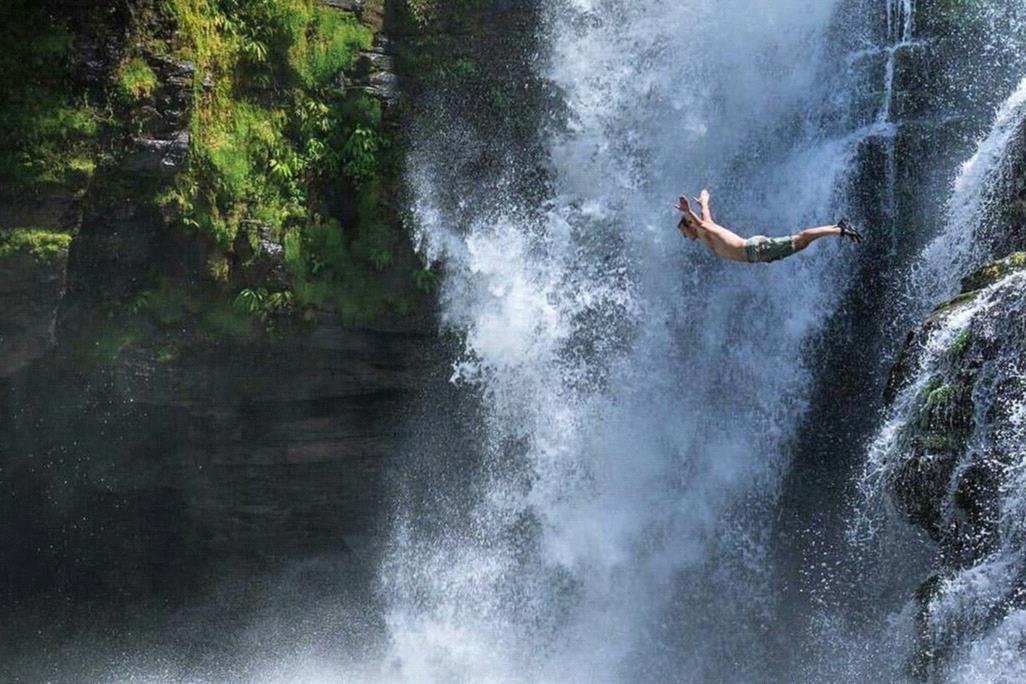 Jumping from a waterfall Exhilarates … so does winning.