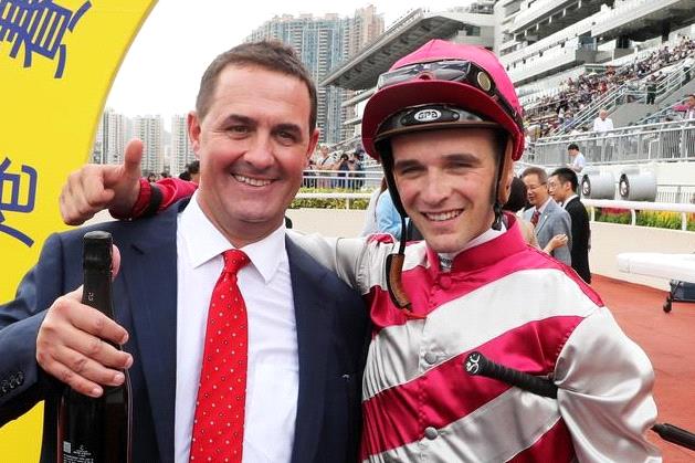 Michael Freedman and former Sydney jockey Sam Clipperton in Hong Kong.