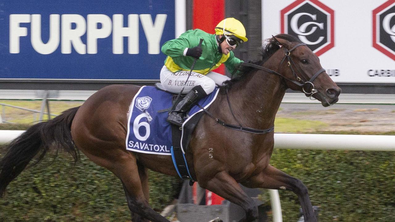 Barend Vorster salutes on Savatoxl in The Goodwood: Picture: Atkins Photography