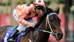 Black Caviar winning the Group 1 Patinack Farm Classic in 2010. Picture: AAP