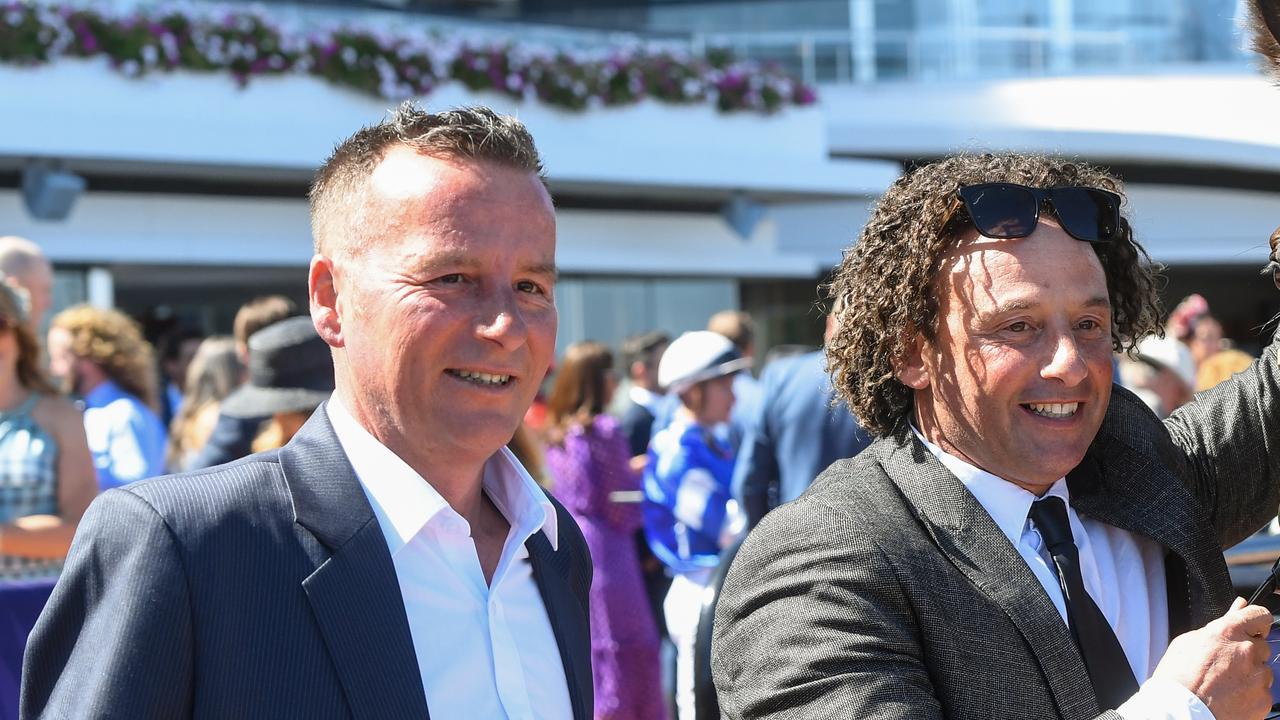 Co trainers Mathew Ellerton and Simon Zahra weren’t smiling after Phondle made her debut at Sale on Thursday. Picture : Racing Photos via Getty Images.