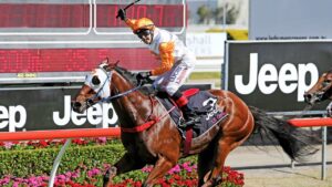 Le Chef winning the Magin Millions in 2015 and Andrew Saunders is hoping for another big win at Eagle Farm. Picture: Luke Marsden