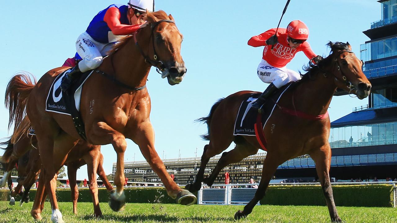 Kerrin McEvoy on Military Zone (R) at Royal Randwick Racecourse. (Photo by Mark Evans/Getty Images)