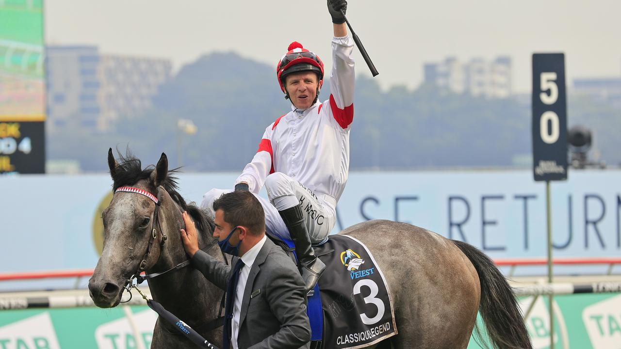 Kerrin McEvoy on Classique Legend returns to scale after winning race the 2020 The Everest. Picture: Getty Images