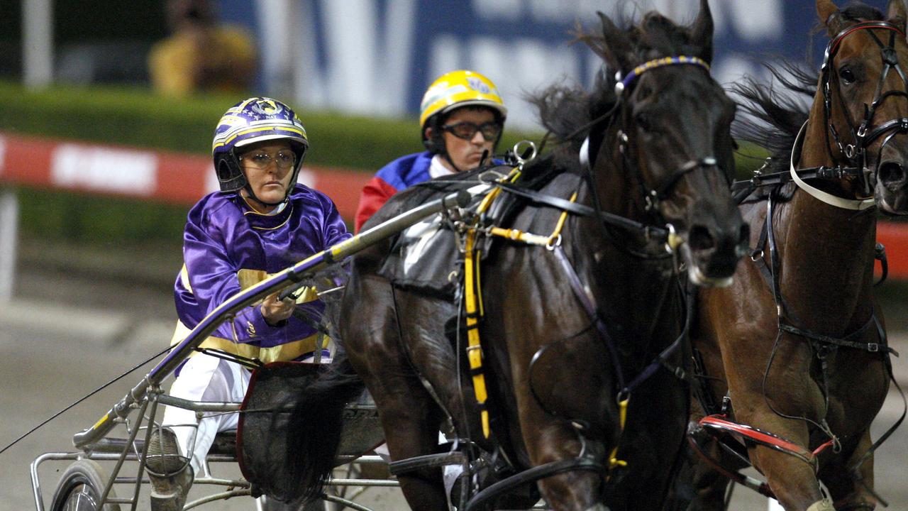 Blacks A Fake driven by Natalie Rasmussen winning an Inter Dominion heat at Harold Park Paceway in Sydney.