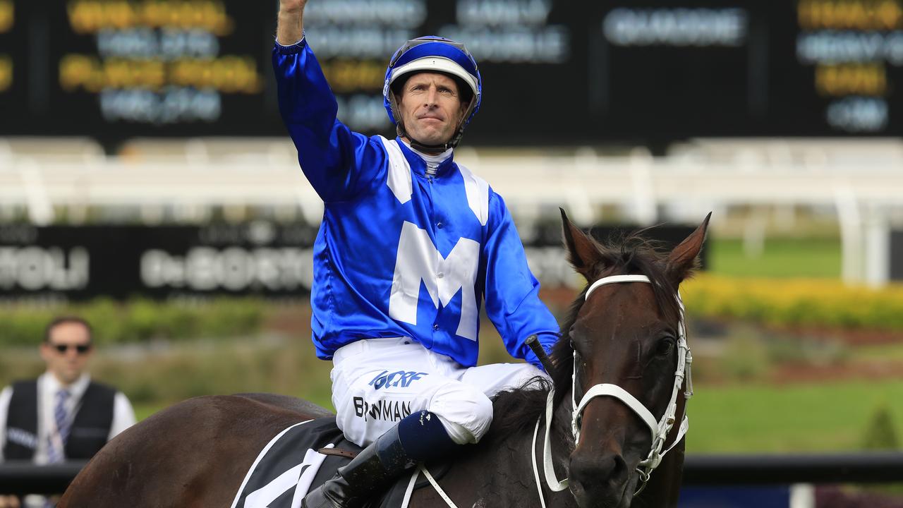 Hugh Bowman will again sport Peter Tighe’s famous colours when he partners Unico at Kensington Wednesday. Photo: Getty Images