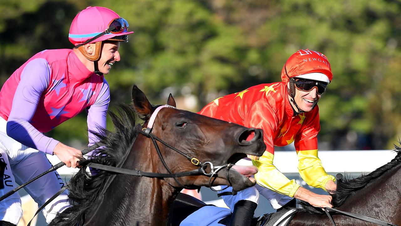 James McDonald and Hugh Bowman were questioned by stewards again. Picture: AAP