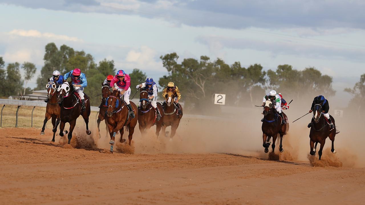 Horses race at Barcaldine. Picture: Jack Tran.