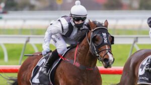 Teagan Voorham gets the win with Extra Time at Morphettville in her first ride back from injury. Picture: Atkins Photography