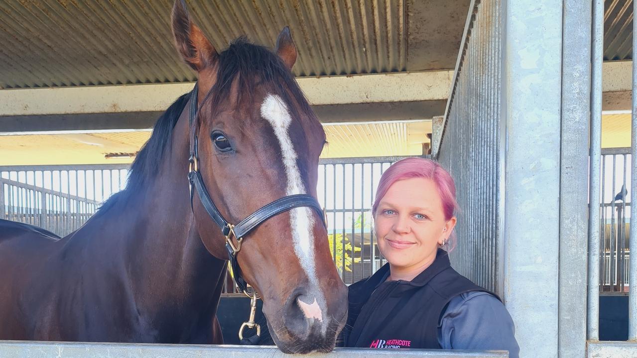 Rob Heathcote's travelling foreperson and racing manager Mel Sharpe with The Everest contender Rothfire. Picture: Supplied