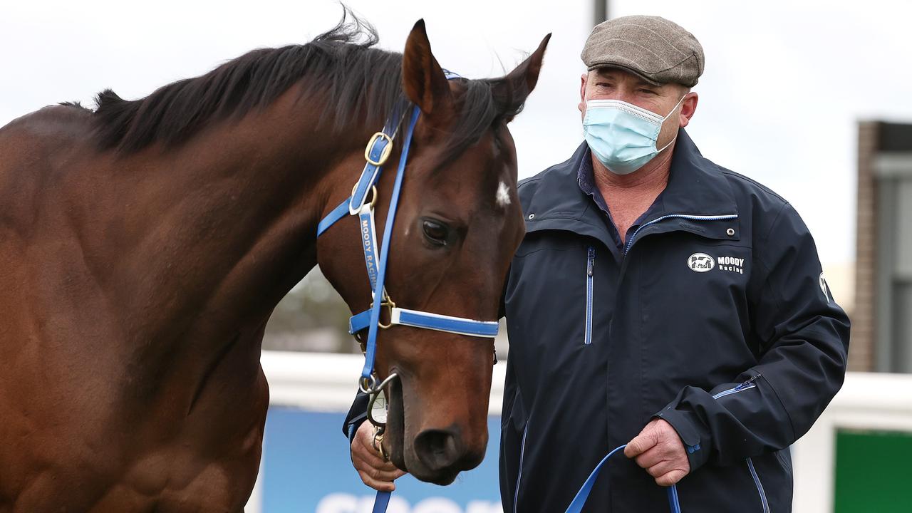 Trainer Peter Moody and Incentivise at Pakenham on Sunday. Picture: Michael Klein