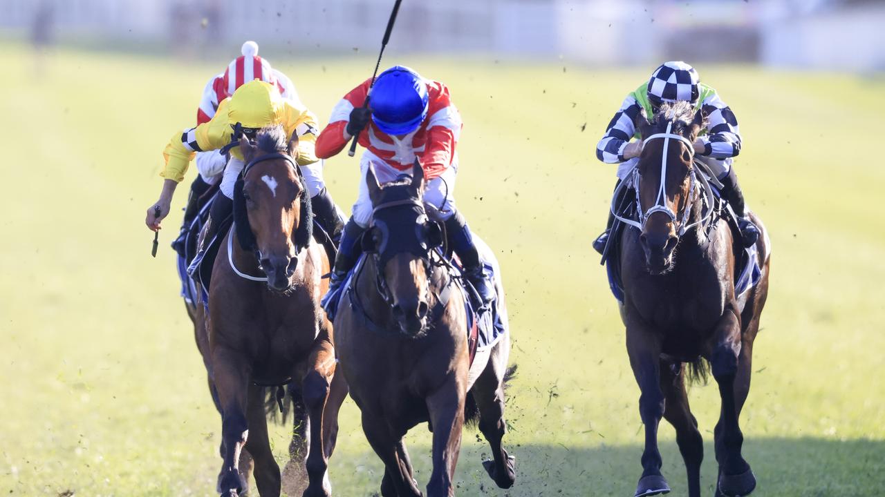 Kerrin McEvoy drives Icebath home a clear winner of The Invitation at Royal Randwick. Picture: Mark Evans–Getty Images