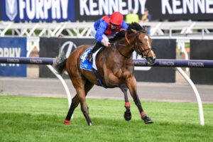 Zaaki cruises to victory in the Mackinnon Stakes. Photo: Pat Scala/Getty Images.