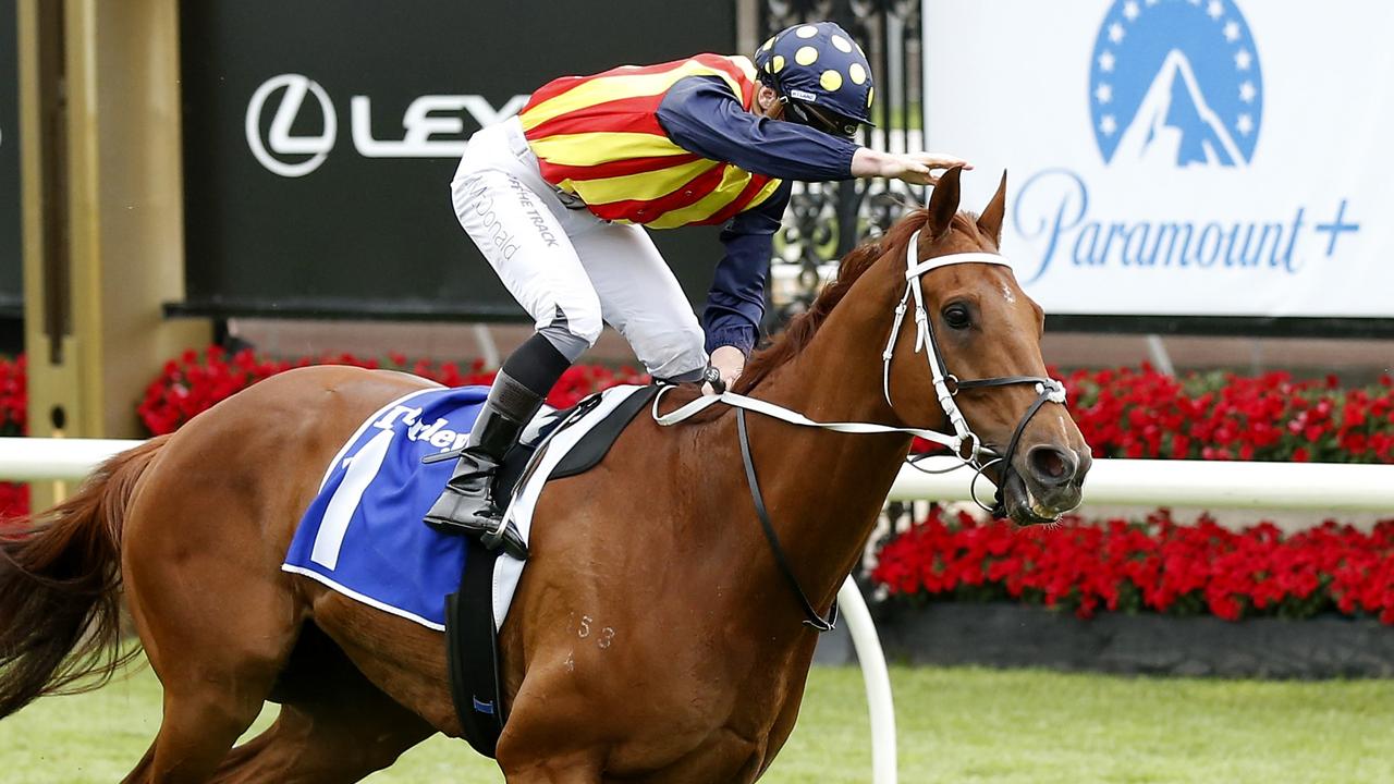 Nature Strip runs away with the VRC Sprint Classic at Flemington. Picture: Getty Images