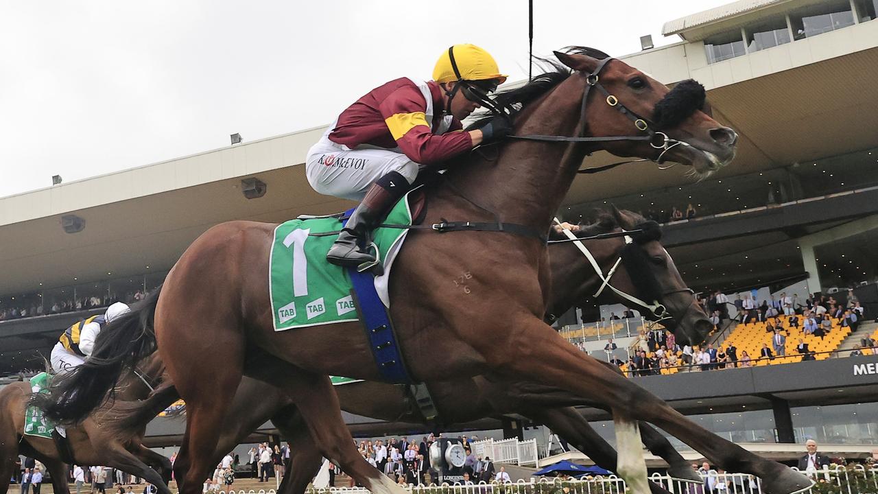 Kerrin McEvoy rides Huetor to victory at Rosehill. Picture: Getty Images