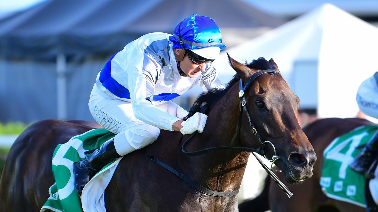 Zoustyle storms to victory in the Group 3 George Moore Stakes at Doomben. Picture: Trackside Photography