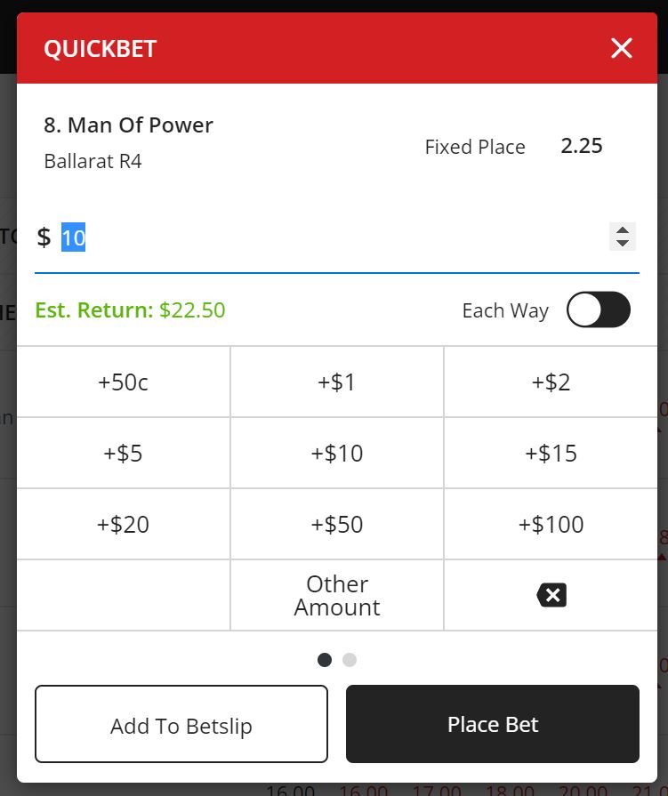 Ladbrokes Quick Bet slip